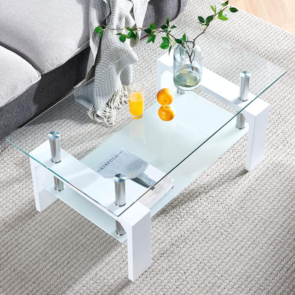 Living Room Coffee Table, Modern Side Table, White