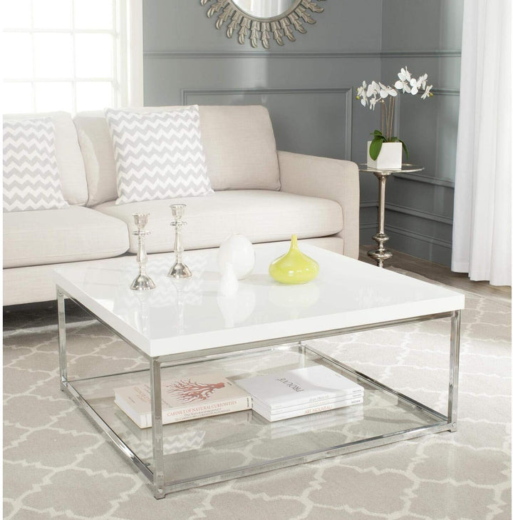 Safavieh Home Glam Coffee Table, White and Chrome