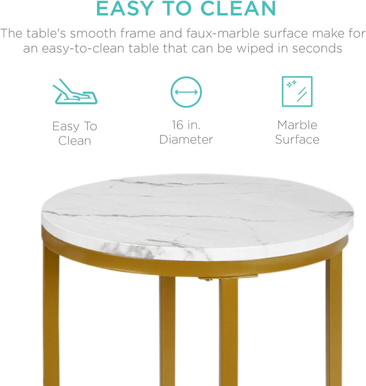 16in Faux Marble Accent Table