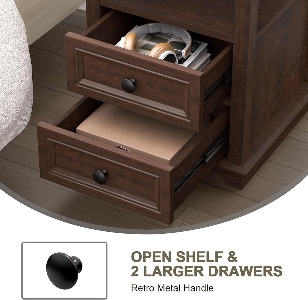 24" Nightstand w/ Charging Station, 18W Fast Charge