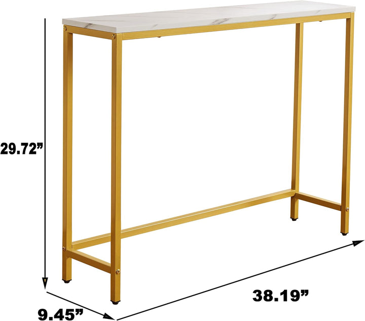 Console Table, Faux Marble MDF Sofa Table, Golden