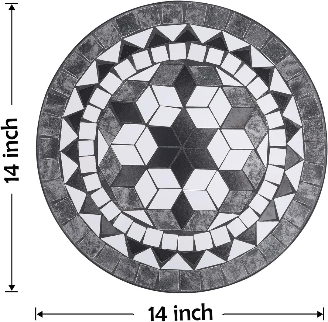 Mosaic Outdoor Side Table, 14" Round Folding End Table