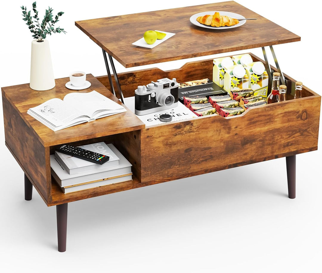 Lift Top Coffee Tables with Hidden Storage, Rustic Brown