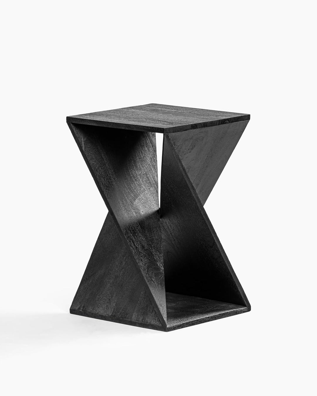 Mango Wood Twisted X End Table Black