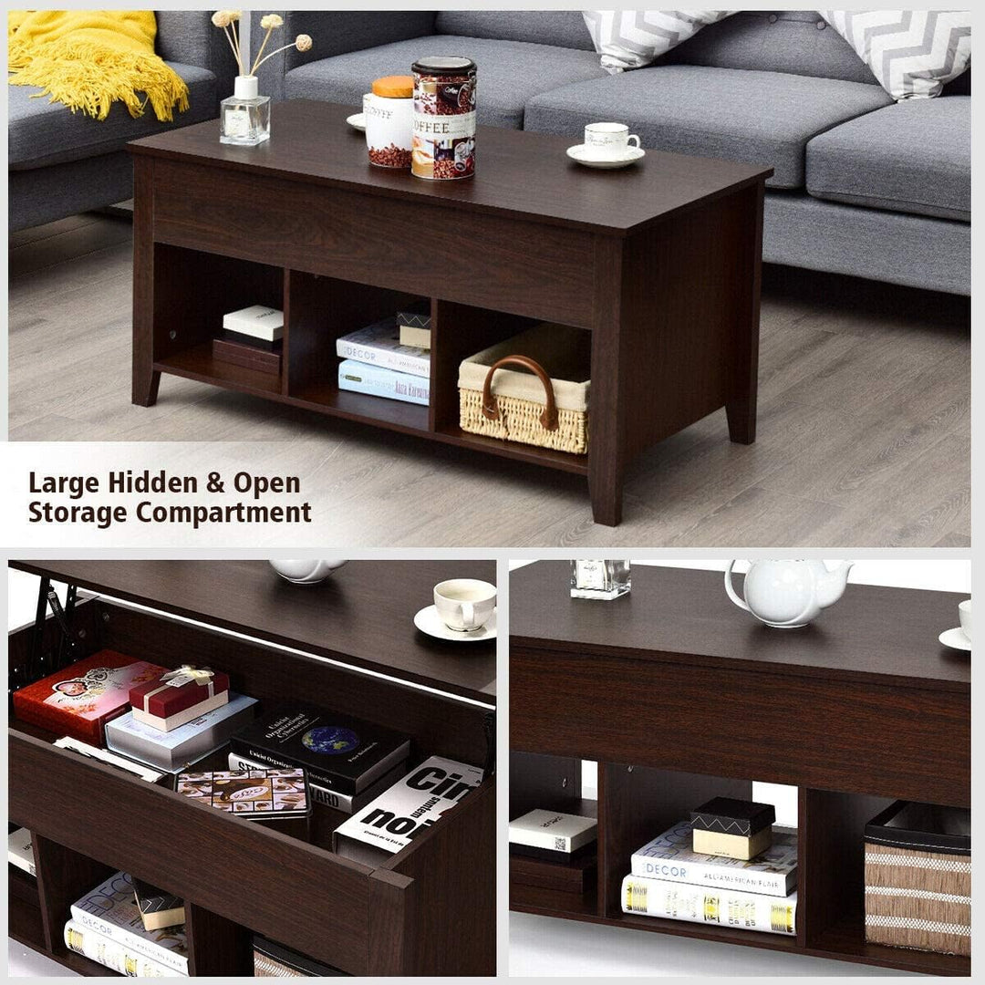 Lift Top Coffee Table with Hidden Storage, Wooden Accent Furniture, Espresso