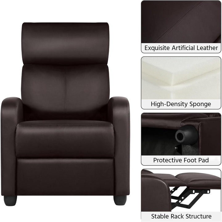 Recliner Chair Faux Leather Recliner Sofa, Brown