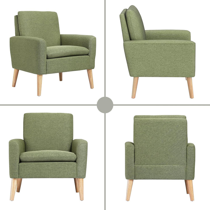 Mid-Century Modern Fabric Accent Chair Green