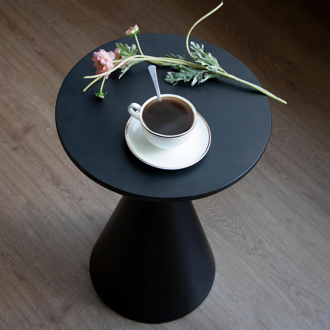 Small Drink Table, Round Martini Table, Drum End Table Side Table, Black