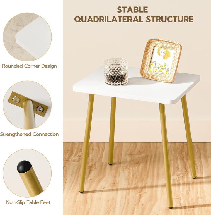 Side Table, White Accent End Table, Modern Nightstand