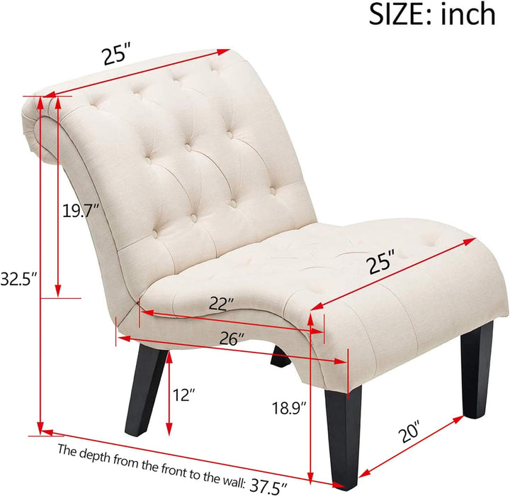 Tufted Upholstered Lounge Chair Linen Fabric