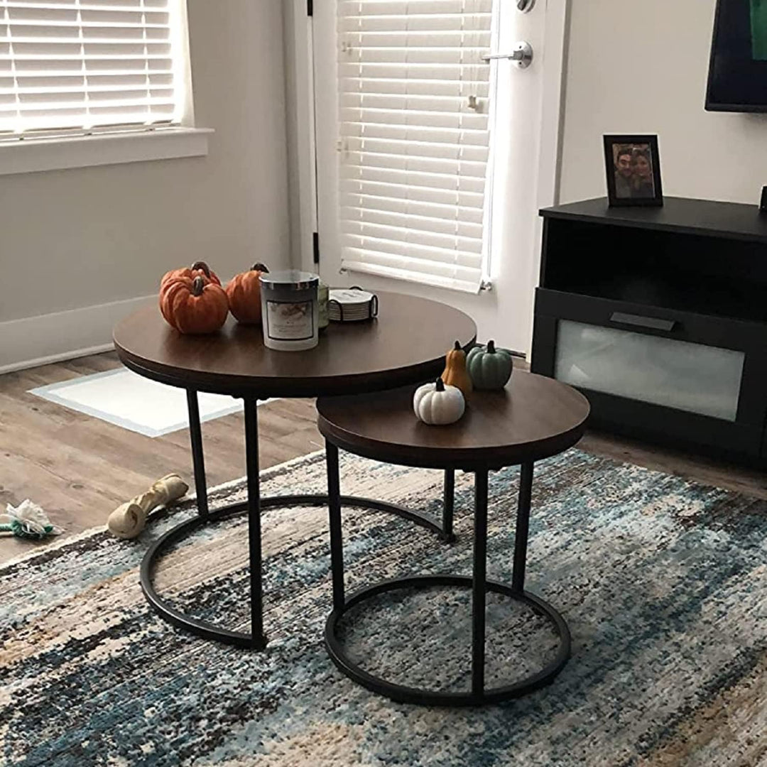 Coffee Table Nesting Set 2 Metal End Tables