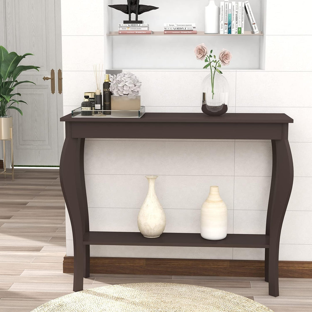 Narrow Console Table, Espresso Accent Entryway