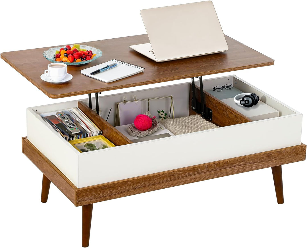 Houseables Lift Top Coffee Table with Storage, Brown, Modern