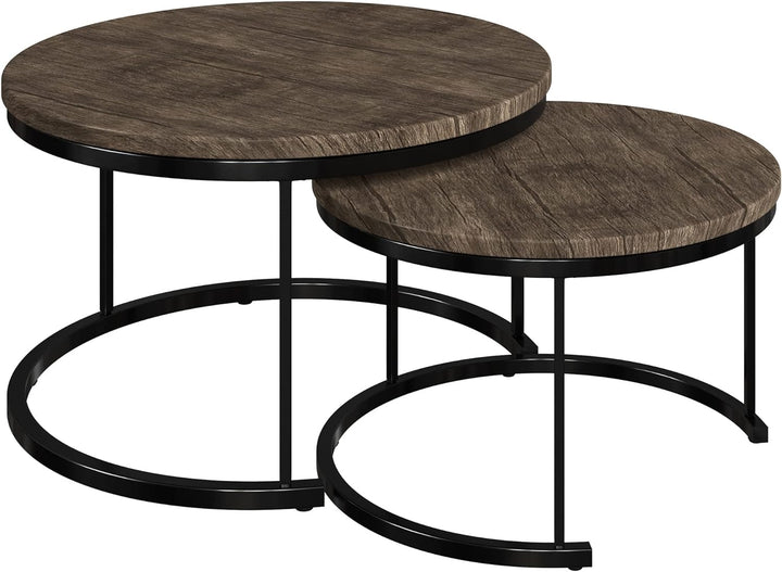 Lavish Home Round Nesting Coffee Tables, Modern Farmhouse Style