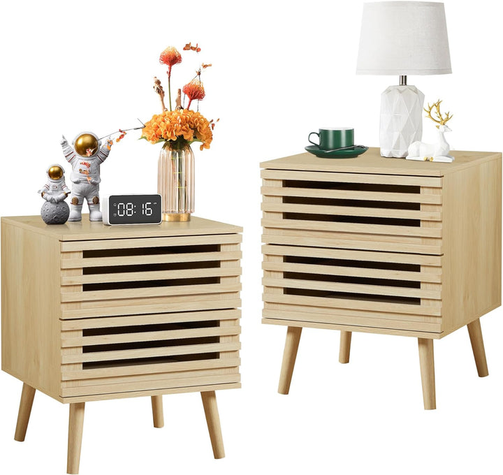 Nightstand Set of 2, Modern Farmhouse Natural