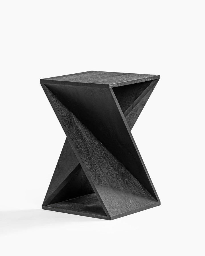 Mango Wood Twisted X End Table Black