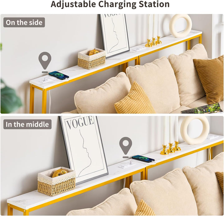 5.9" Console Sofa Table Power Outlets USB Port