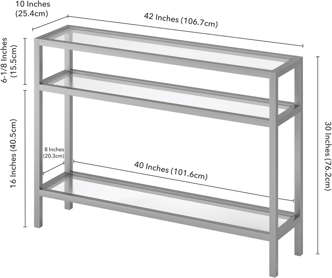 Rectangular Console Table, Entryway Accent Furniture, Satin Nickel