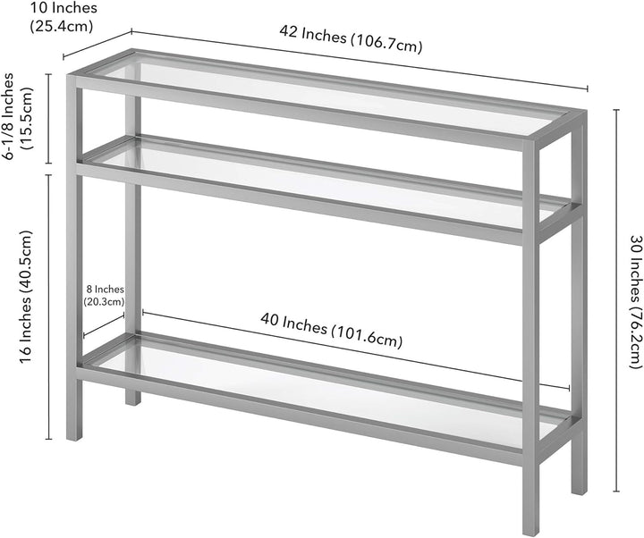 Rectangular Console Table, Entryway Accent Furniture, Satin Nickel