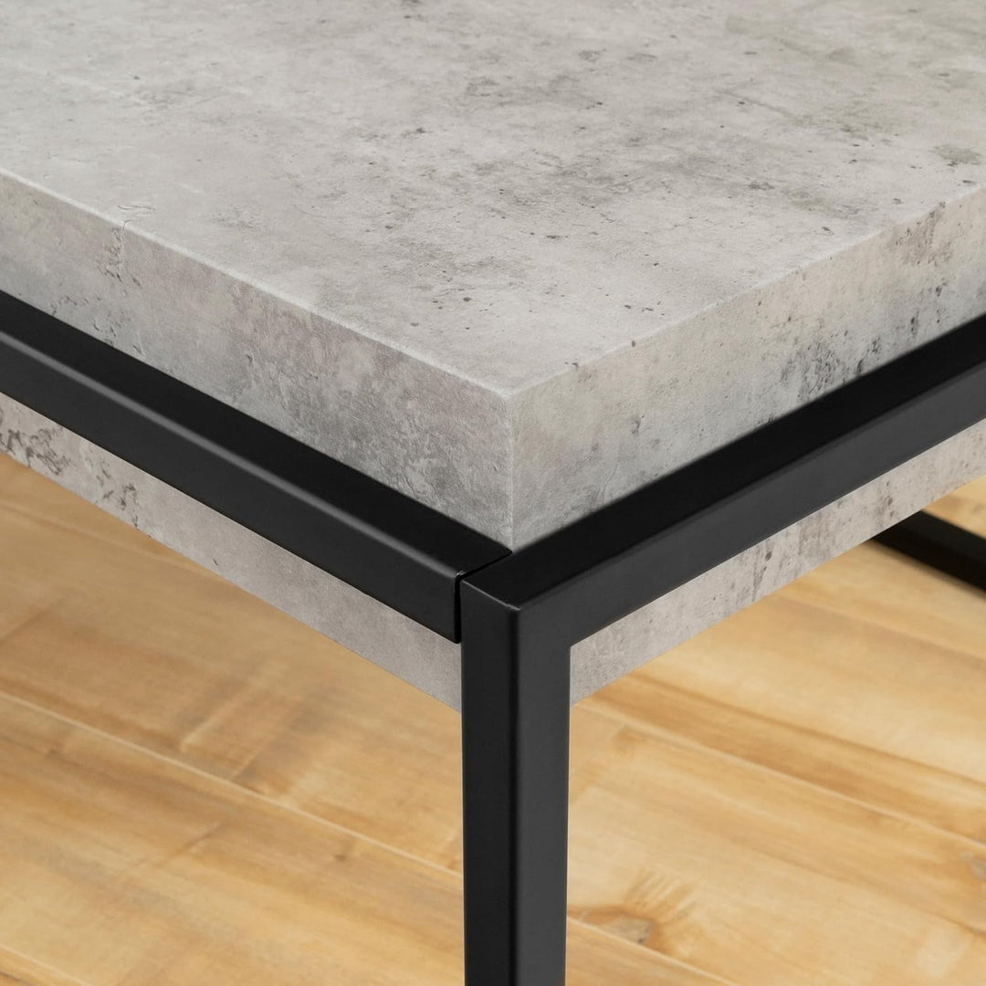 South Shore Industrial Coffee Table, Concrete Gray and Black