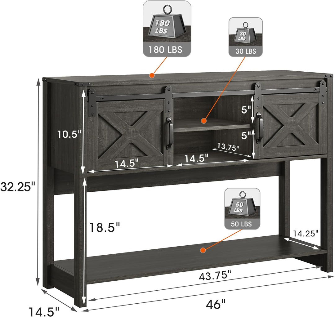 Farmhouse Entryway Table w/ Storage, Sliding Barn Door
