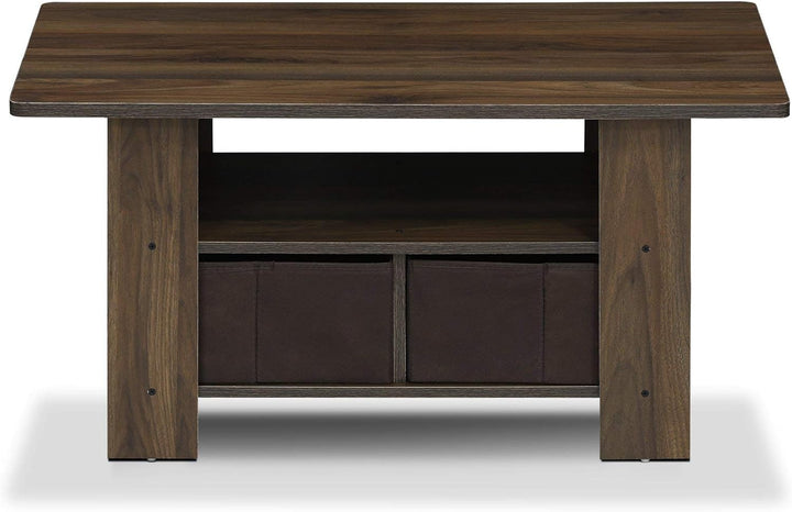 Furinno Andrey Coffee Table with Bin Drawer, Columbia Walnut