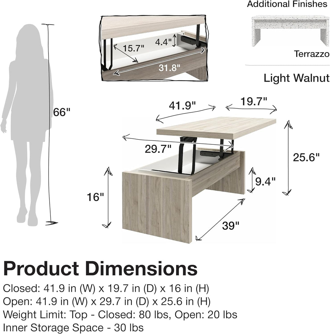 Lift Top Coffee Table, Light Walnut