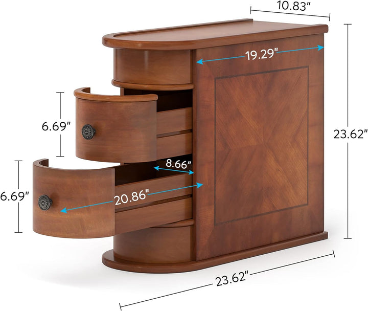 End Table, Sofa Side Table with Storage Brown