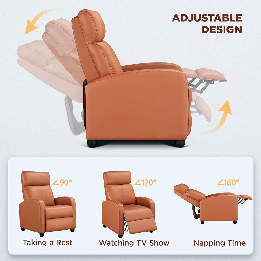 PU Leather Recliner Sofa Home Theater Seating Tan