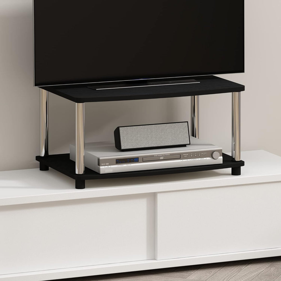 Furinno Turn-N-Tube 2-Tier Elevated TV Stand, Americano/Chrome