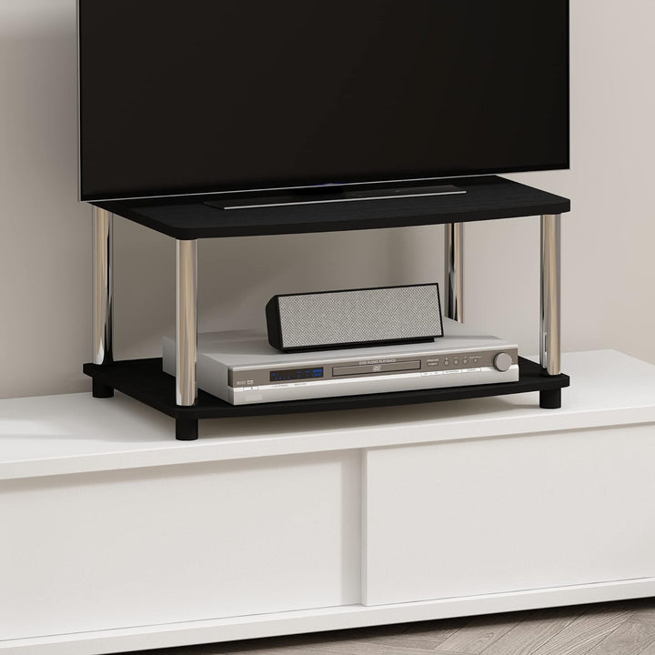 Furinno Turn-N-Tube 2-Tier Elevated TV Stand, Americano/Chrome