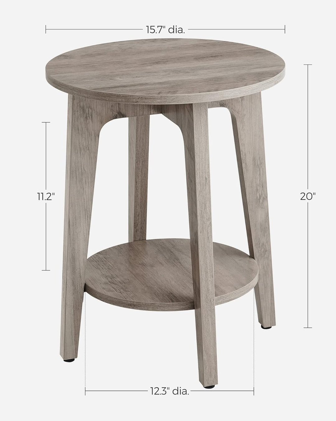 Round Side Table, End Table, Nightstand Greige