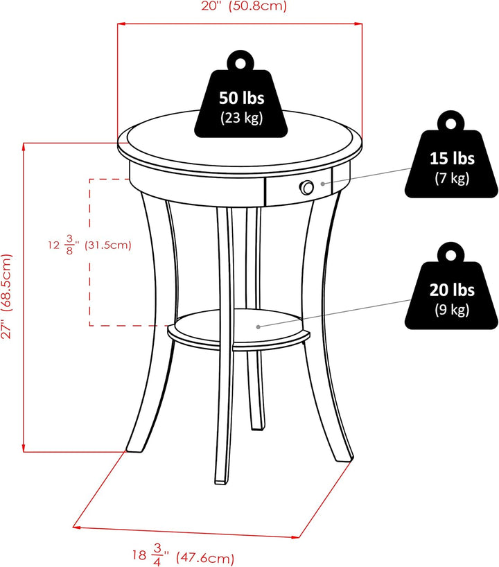 Wood Sasha Accent Table, White, 20