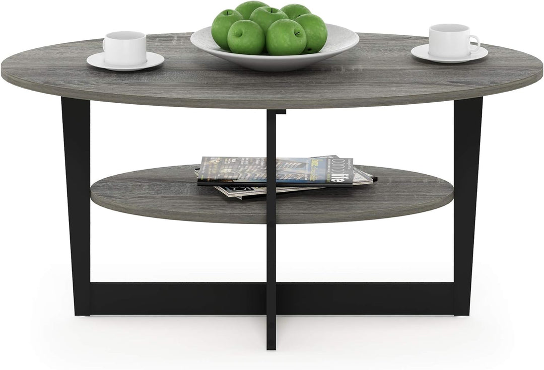 Furinno Coffee Table, French Oak Grey/Black