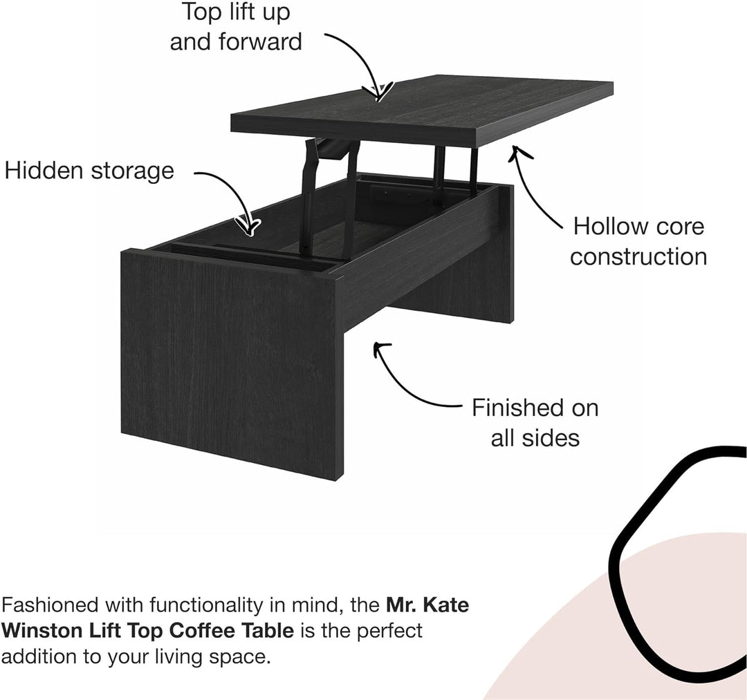 Mr. Kate Winston Lift Top Coffee Table, Black Oak