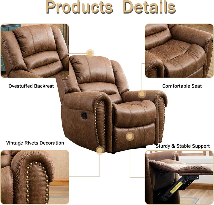 Leather Recliner Chair, Classic Manual, Nut Brown