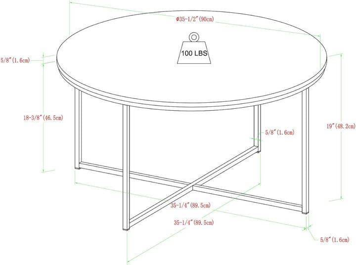 Modern Glam Round Accent Coffee Table, Faux White Marble, Gold