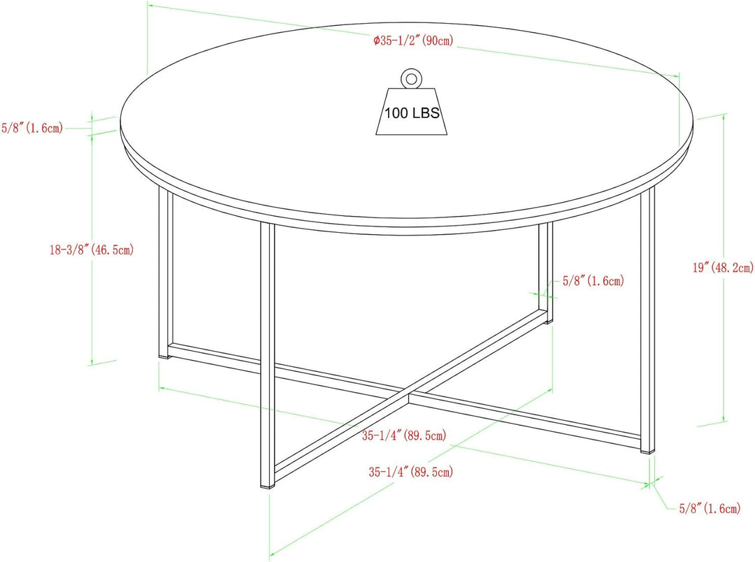 Modern Round Faux Marble Coffee Table with X Base, Marble