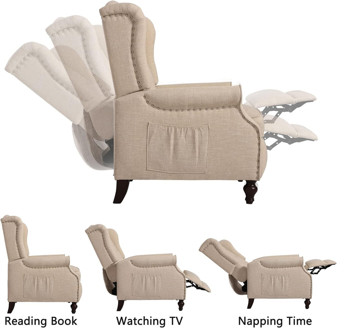 Wingback Recliner Chair, Heat & Massage, Beige