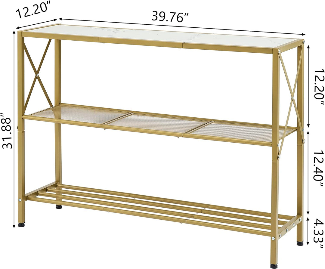 Gold Console Table, 3 Tier Entryway Hallway