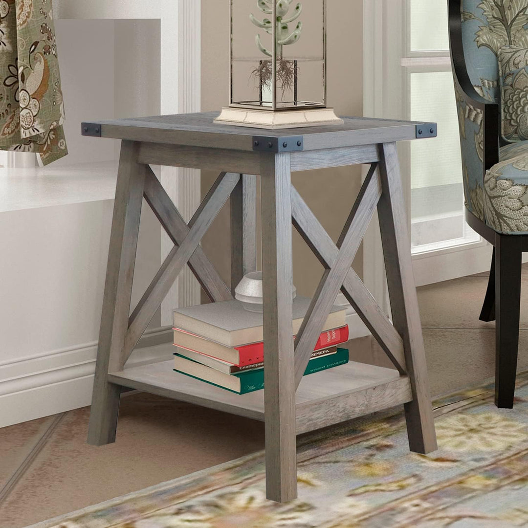 Side Table Farmhouse Wood Nightstand