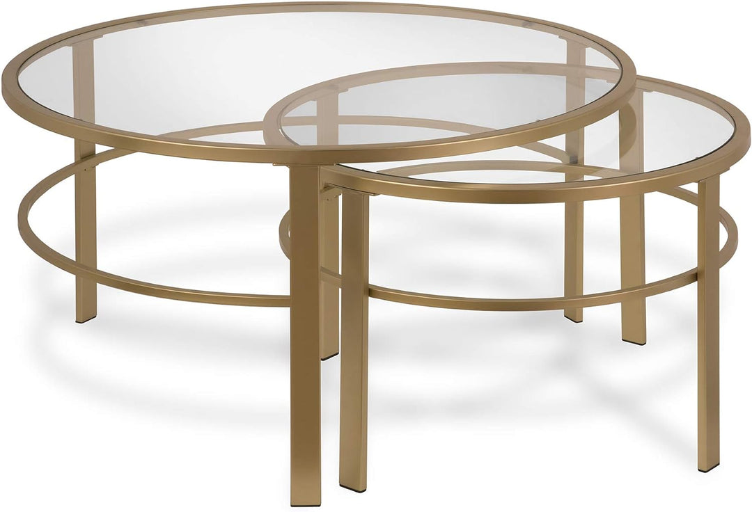 Henn&Hart Round Nested Coffee Table, Brass