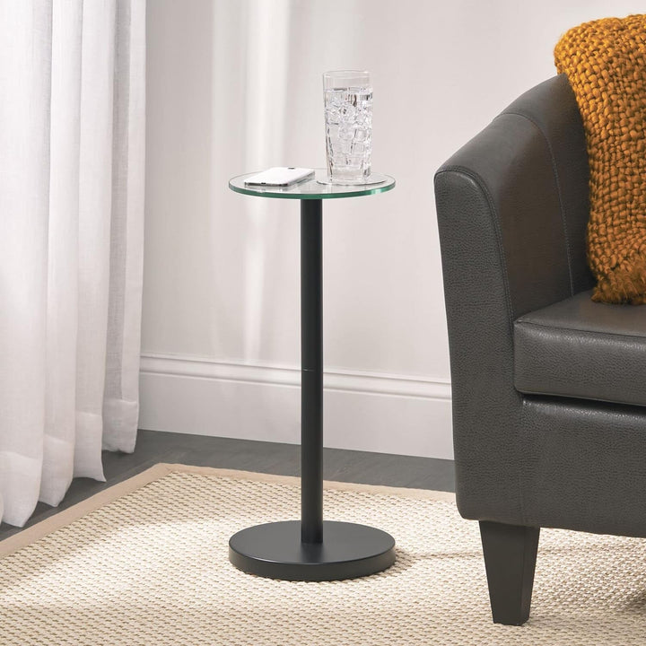 Glass Top Side Table - Modern Round Accent