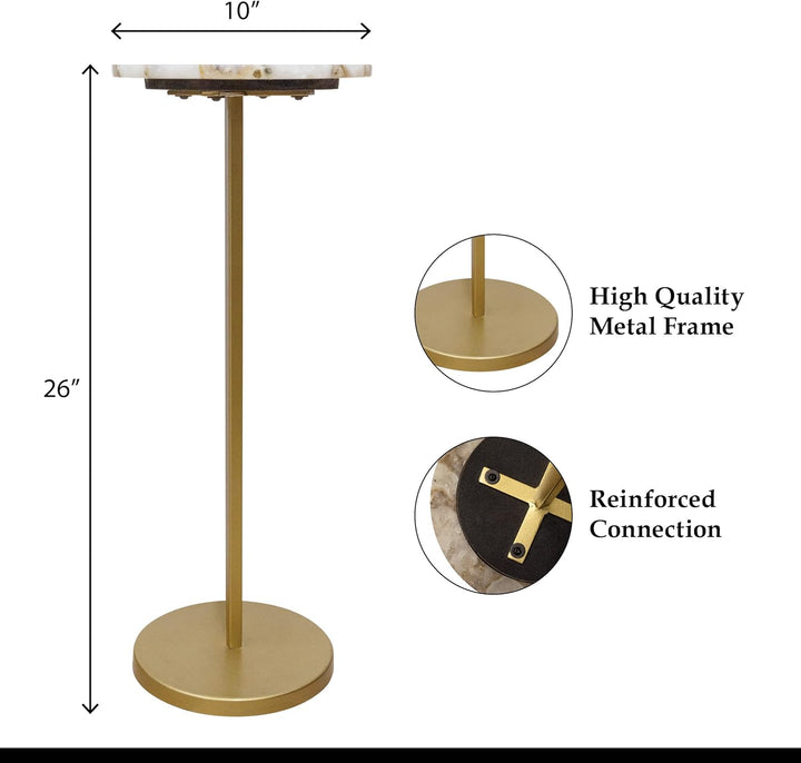 Elegant Marble Side Table Round, Small Accent (Agate)