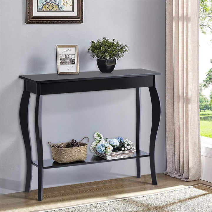 Narrow Console Table Black Accent Sofa Entryway