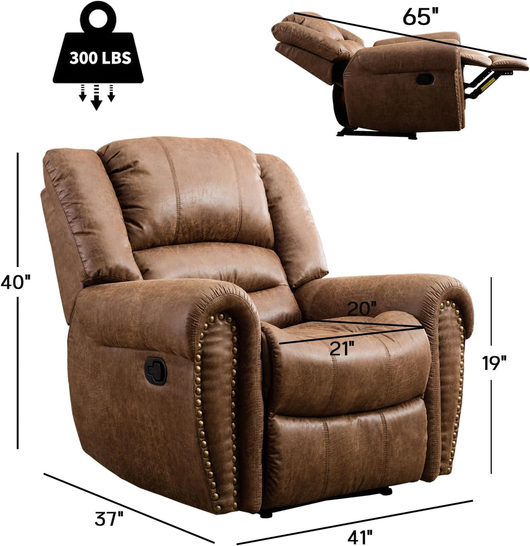 Leather Recliner Chair, Classic Manual, Nut Brown