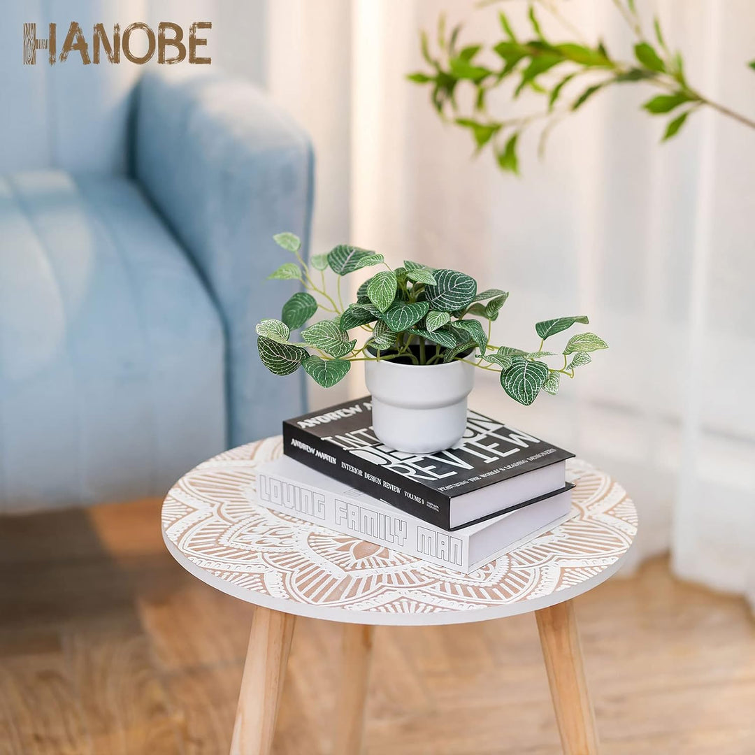 Small Round Side Table: Boho End Tables for Living Room