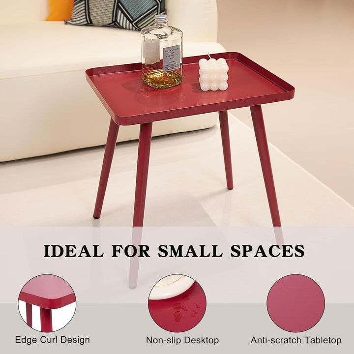 Red Side Table, Small Accent Table for Living Room Bedroom