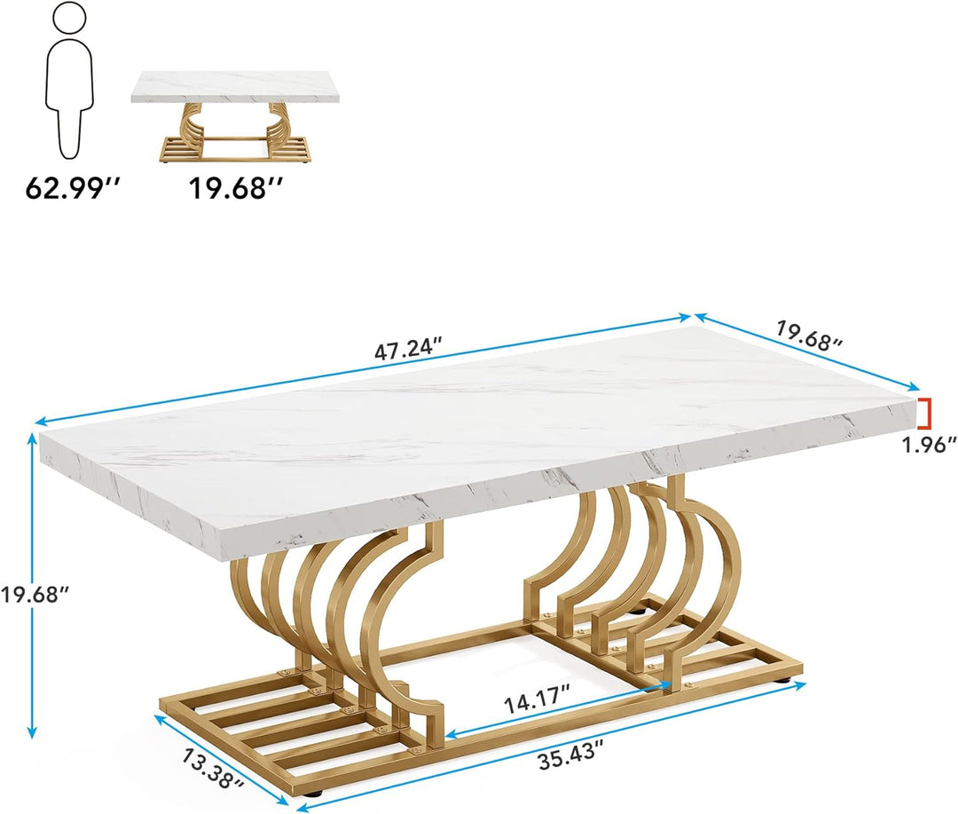 Tribesigns Modern Faux Marble Coffee Table, Geometric Frame