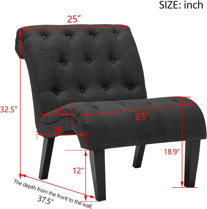 Upholstered Accent Chair Gray Fabric Wood Legs